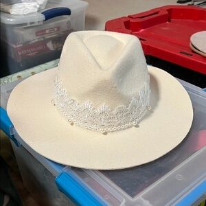 Elegant Cream Lace-Trimmed Women's Hat
